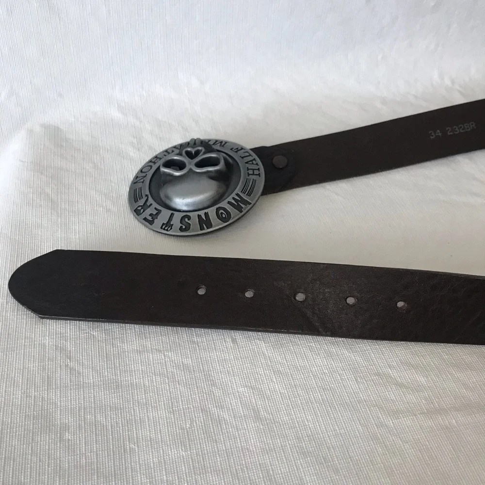Monster Half Marathon Buckle Justin Leather Belt